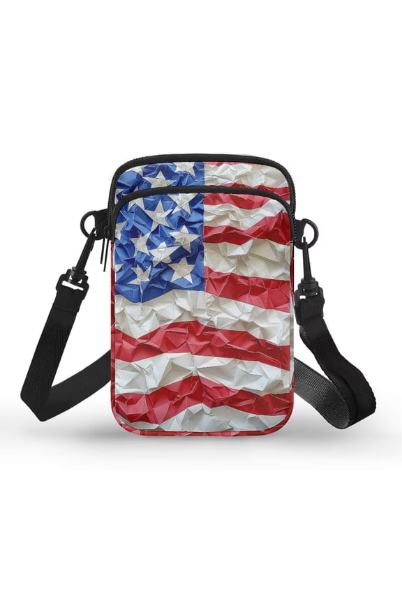 American Flag Small Crossbody Cellphone Bags for Women Mini Messenger Phone Handbag Shoulder Purse Portable Money Case with Adjustable Strap Lightweight for Running Yoga Hiking