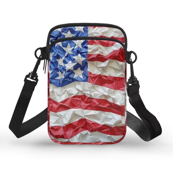 XYZCANDO American Flag Small Crossbody Cellphone Bags for Women Mini Messenger Phone Handbag Shoulder Purse Portable Money Case with Adjustable Strap Lightweight for Running Yoga Hiking