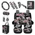 thumbnail image 1 of XYZCANDO American Flag Wolf Trash Can Lipstick Cover Handbrake Cover Fender Cover Keychain Seat Belt Cover Steering Wheel Cover Armrest Cover Car Cushion Cover Car Coasters Washable, 1 of 7