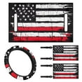 thumbnail image 1 of XYZCANDO American Honoring Firefighter Flags 4pcs Golf Cart Seat Covers Thin Red Line American Flag Golf Cart Steering Wheel Covers Golf Cart Flag Golf Cart Blanket Steering Wheel Wrap Black, 1 of 7