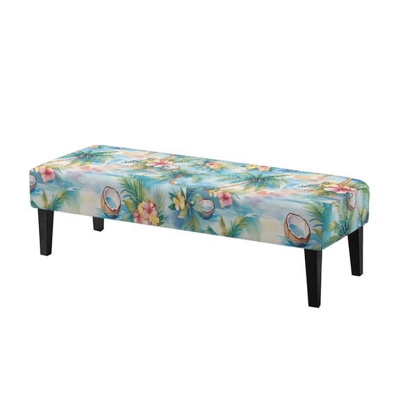 XYZCANDO Anti-Stain Dining Bench Seat Cushion Slipcover, Tropical Coconut Palm Print Polyester Spandex Dust Resistant Bench Slipcover for Garden Dining Room