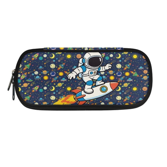 XYZCANDO Astronaut Rocket Space Polyester Pen Pouch for Boys Girls, Spacious Practical Stationery Organizer for Daily Use School