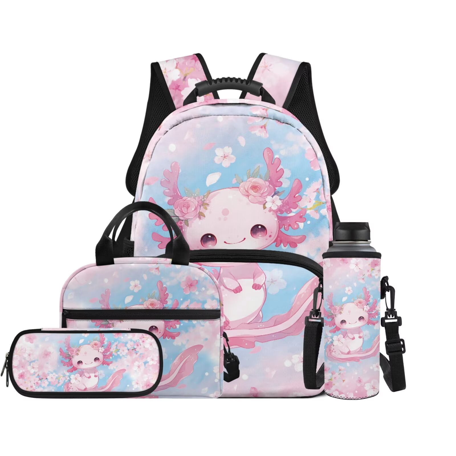 Girls Backpack Set with Lunch Box & Pencil Case, Water Bottle Holder, Polyester Yuyamidu Capabara Backpack with Lunch Box for Girls 2nd  main image 3