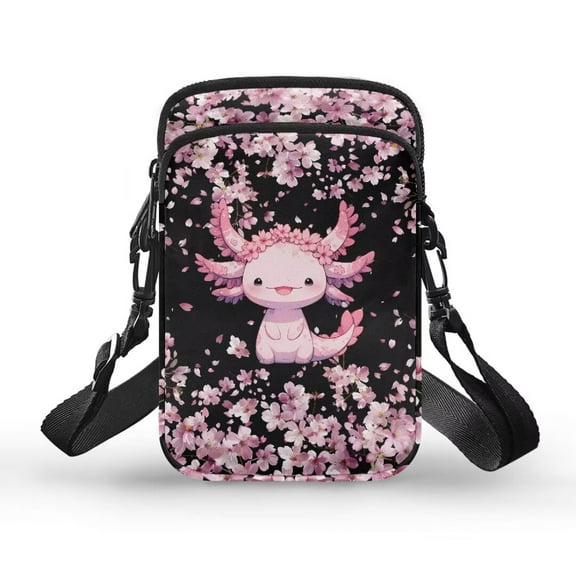 XYZCANDO Axolotl Crossbody Wallet Mini Phone Handbag for Women Cross Body Purse with Adjustable Strap Small Cellphone Messenger Purse Travel Purse Stylish Shoulder Handbags Money Bag Wallet Black