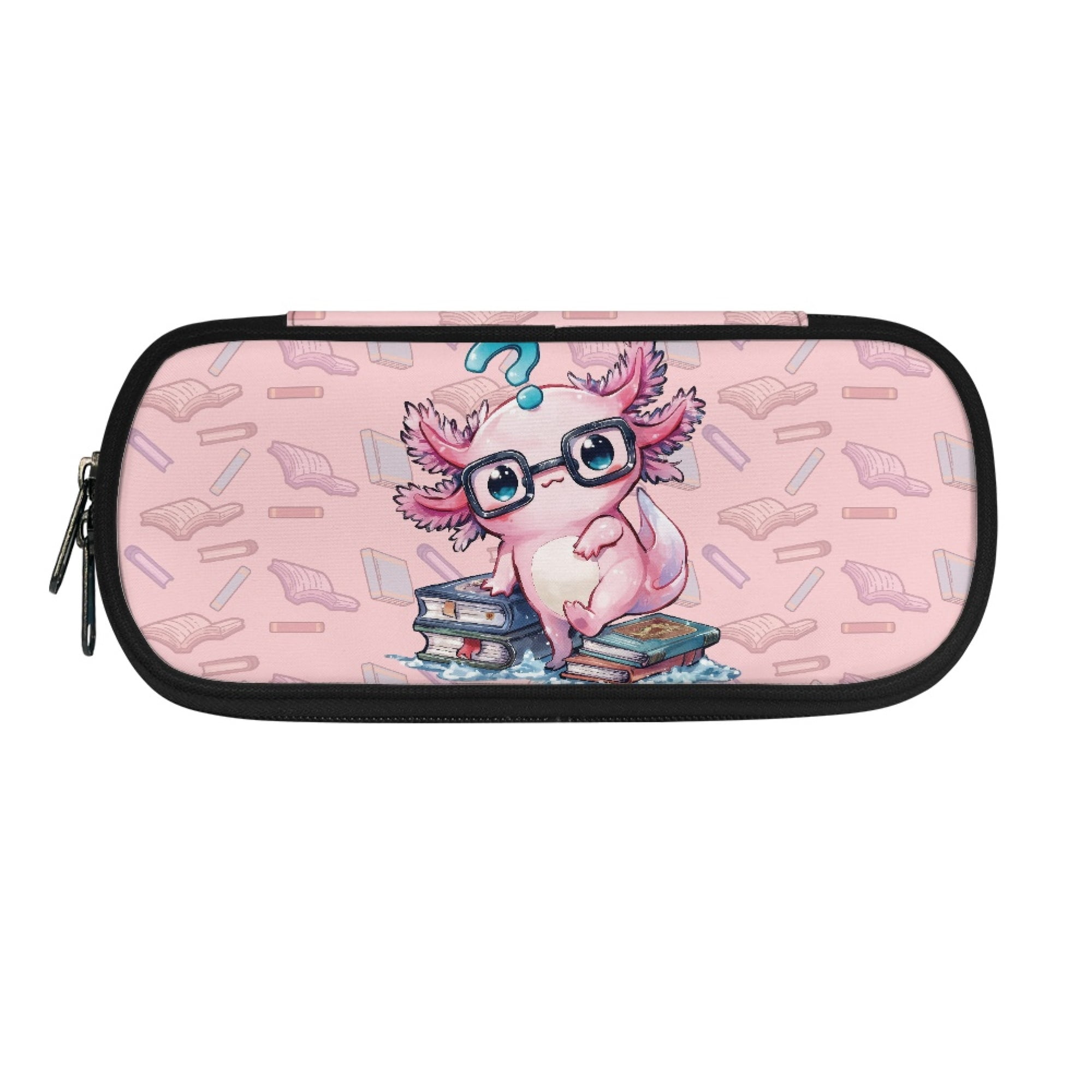 XYZCANDO Pink Axolotl Floral Pattern Polyester Pouch, Large