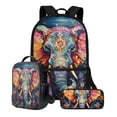 thumbnail image 1 of XYZCANDO Aztec Tribal Elephant Print Backpack Set Large Capacity Schoolbag Lunch Box Pencil Case 17 Inch Travel Laptop Backpacks Lightweight Rucksack Casual Daypack for Hiking Camping, 1 of 6