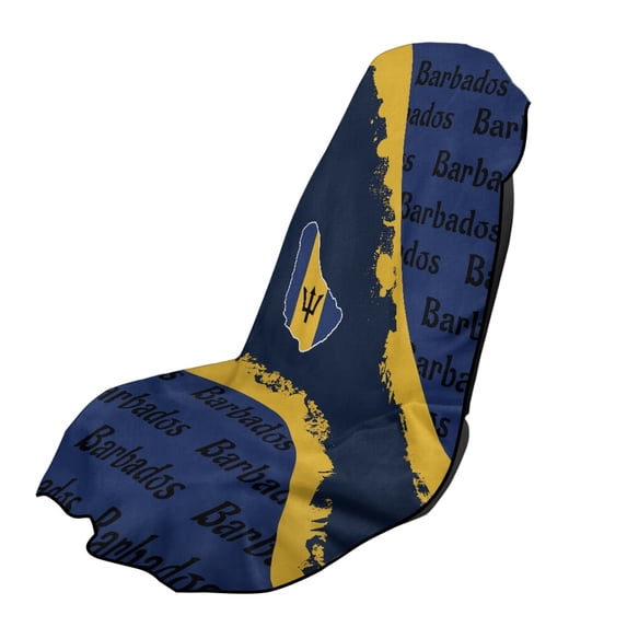 XYZCANDO Barbados Flag & Typography Pattern Car Seat Towel Cover Sweatproof, Non-Slip Breathable Automotive Seat Towel Protector Machine Washable