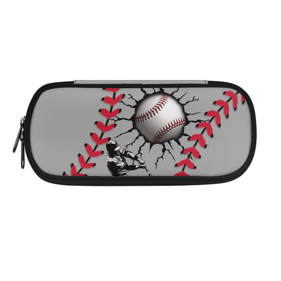 XYZCANDO Baseball Crack Pattern Polyester Pen Pouch, Zipper Pencil Pouch for Girls Boys, Soft Spacious Pencil Case for School Daily Use Field Learning