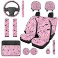 thumbnail image 1 of XYZCANDO Bat Spider Web 14 Pieces Car Seat Covers Full Set Steering Wheel Cover Center Console Pad Seat Belt Pads Headrest Covers Cup Coasters for Most Cars SUVs Sedans, 1 of 7