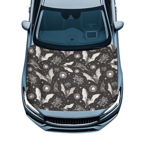 XYZCANDO Bat Web Night Auto Exterior Accessories Car Hood Cover Swimsuit Fabric Engine Bonnet Protector, Car Hood Cover Protector Washable for Trucks Pickup SUV