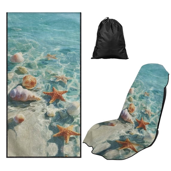 XYZCANDO Beach Seat Cover Towel Waterproof Sweating Car Seats Cover with Storage Bag Shell Non Slip Backing Sweatproof Cushion Protector Universal Fit for Cars SUV Sedans