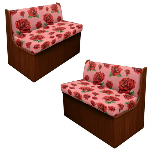 XYZCANDO Beautiful Rose Print Rv Dinette Cushion Covers,Stretchable Cushion Cover,RV Cushion Slipcover,Easy Installation,2 Backrest Covers and 2 Bench Covers Cute Designed for Ladies(Red)