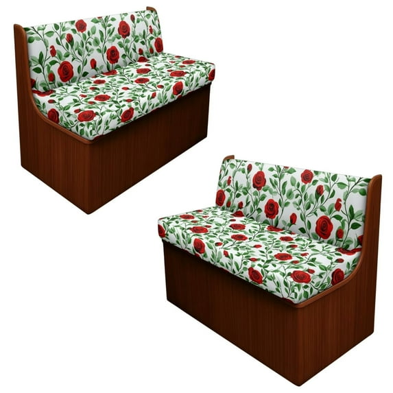 XYZCANDO Beautiful Rose Print Rv Dinette Cushion Covers,Stretchable Cushion Cover,RV Cushion Slipcover,Easy Installation,2 Backrest Covers and 2 Bench Covers Cute Designed for Ladies(Green)