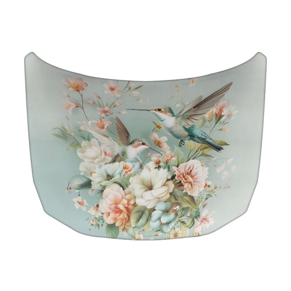 XYZCANDO Bird and Flower Elastic Car Hood Cover Elastic Stretch Fabric Car Hood Cover Protector, Car Hood Cover Protectors Easy to Install for SUV Trucks Pickup