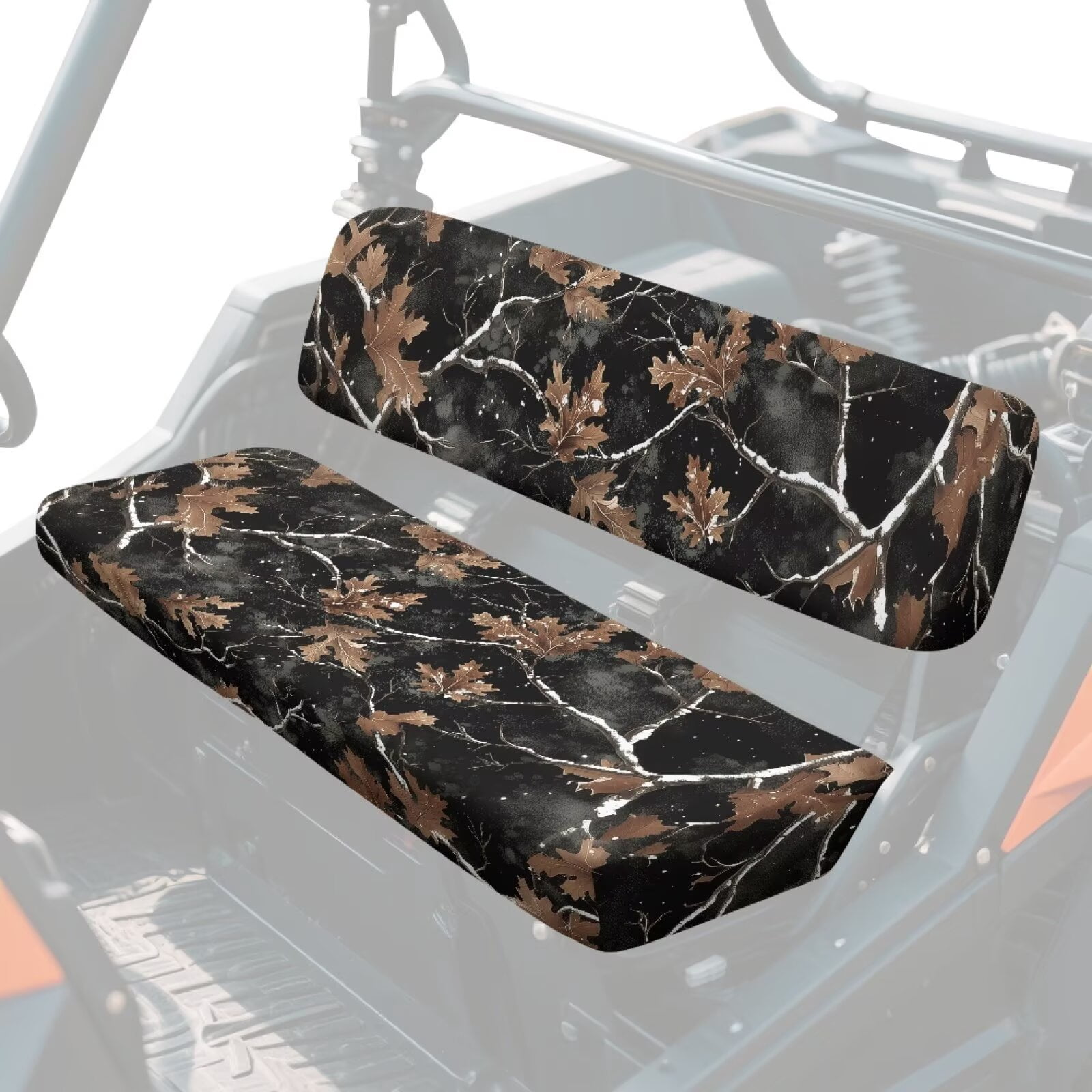 XYZCANDO Black Camo Hunting UTV Seat Covers for Kawasaki Mule Set 2 Pcs Replacement Bench Seats Cover Washable UTV Seat Cover Accessory Part Nonslip All-Season Protection