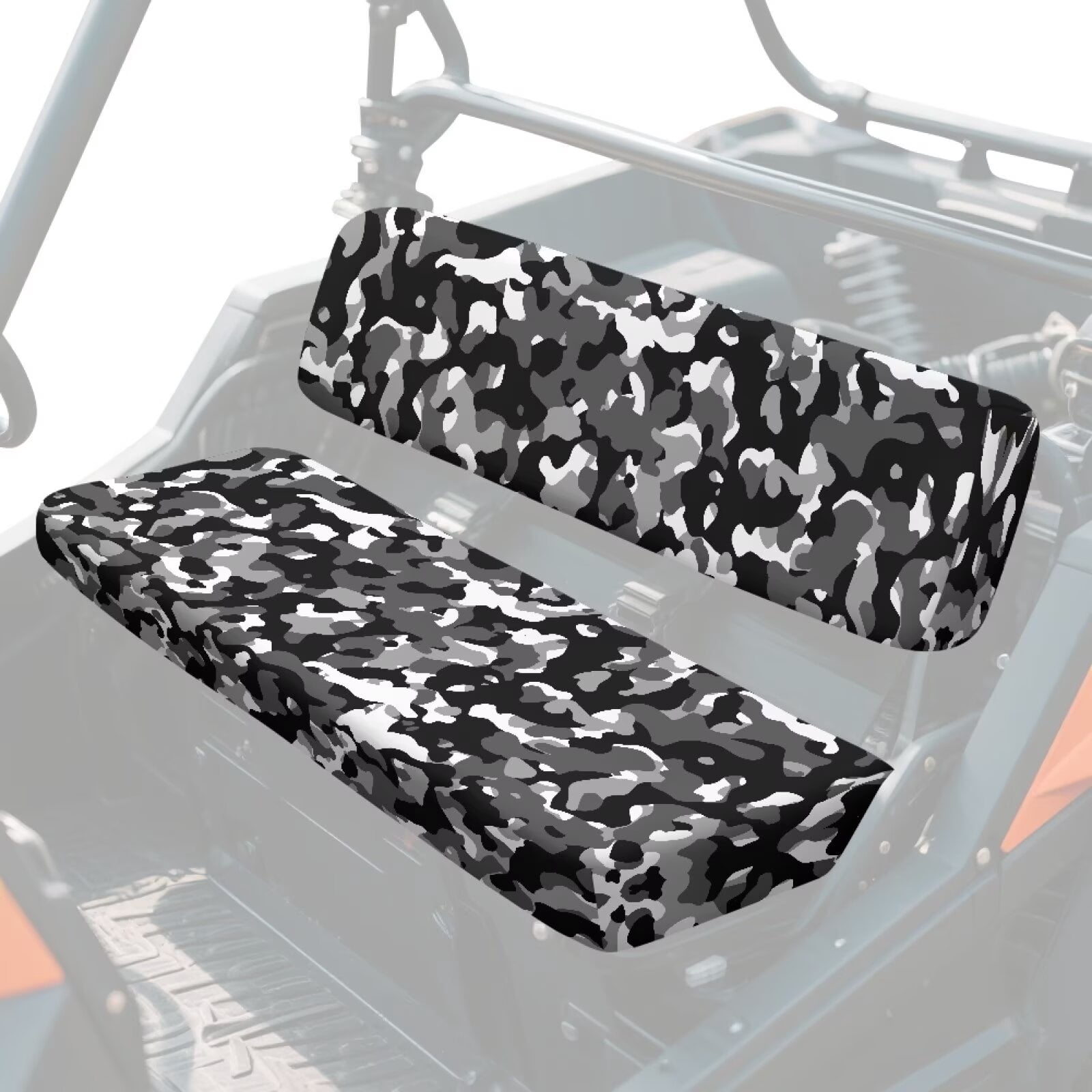 XYZCANDO Black Camo Seat Cover for UTV 2 Pack UTV Front Bench Seats Covers Compatible with Kawasaki Mule 4000 Elastic Polyester Replacement Bench Seat Cover Full Protection