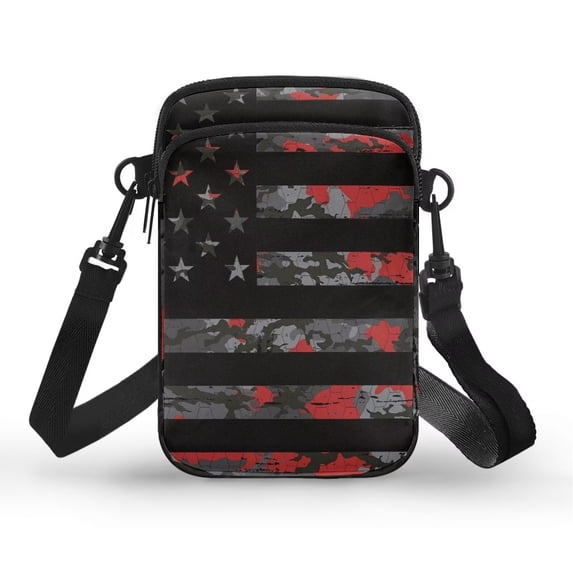 XYZCANDO Black Flag Mini Messenger Handbag for Womens Portable Crossbody Purse with Adjustable Strap Stylish Cellphone Wallet with Zipper Casual Multi-Purpose Phone Bag for Running Travel Shop