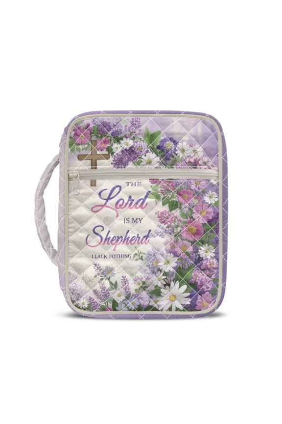 Blooming Flowers Bible Cases for Woman Quilted Bible Bag with Handle and Zippered Pocket Zipper Bible Cover Protective Bible Carrying Case Bag with Tote Handle