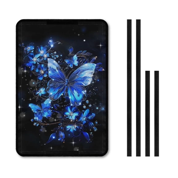 XYZCANDO Blue Butterfly RV Door Window Shade RV Black Out Window Covers RV Decor Foldable RV Window Curtains for Inside Camper RV Door Window Shade Cover with Hook and Loop Black