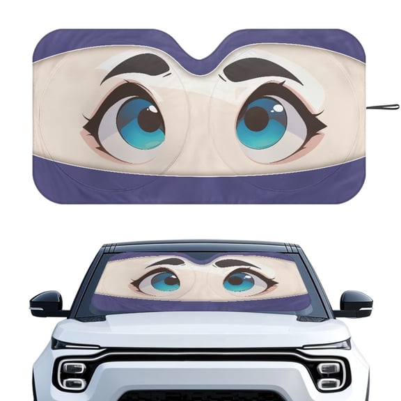 XYZCANDO Blue Eyes Automotive Windshield Cover Window Sun Visor for UV Rays & Heat Protection Foldable Windshield Sun Visor Blocks UV Rays Universal Fit for Cars,Sedans & SUVs