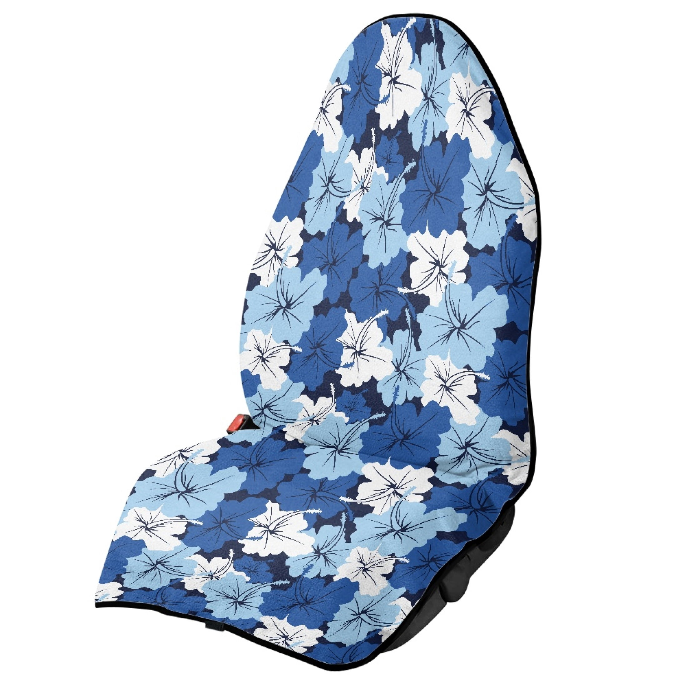 XYZCANDO Blue Hibiscus Floral Car Seat Towel Cover - Waterproof Sweat-Absorbent Protector, Universal Fit for Cars, SUVs & Trucks - Soft, Breathable Auto Accessory