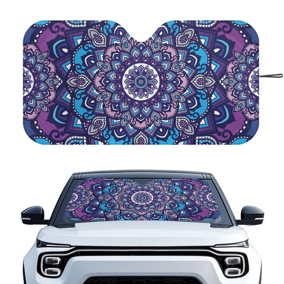 XYZCANDO Blue Mandala Car Windshield Sunshades UV Ray & Heat Block Windshields Shades Foldable Windshield Sunshade Sun Visor Blocks UV Rays Universal Fit for Cars,Sedans SUVs