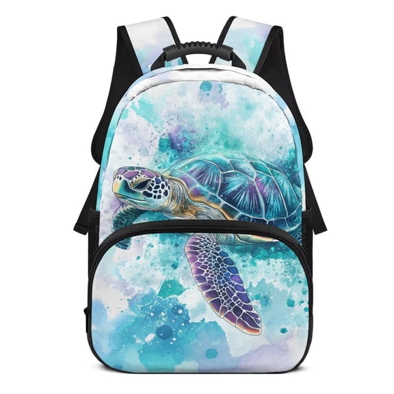 XYZCANDO Blue Sea Turtle 17 Inch Kids Backpacks with Adjustable Strap Large Capacity School Backpack Cute for Elementary Primary Middle School