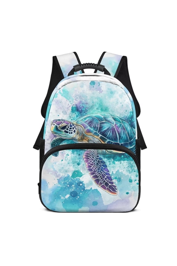 Blue Sea Turtle 17 Inch Kids Backpacks with Adjustable Strap Large Capacity School Backpack Cute for Elementary Primary Middle School