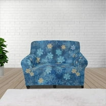 XYZCANDO Blue Snowflake Stretch Armchair Slipcover Universal Sofa Covers for Living Room Dogs Pet Furniture Protection Polyester Armchair Slipcovers with Anti Slip Foam Sticks