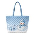 thumbnail image 1 of XYZCANDO Blue Snowman Print Padded Shoulder Handbag, Large Capacity Winter Quilted Tote Bag for Holiday Shopping, Travel, Cute Xmas Snowflake Pattern Purse for Women, 1 of 7