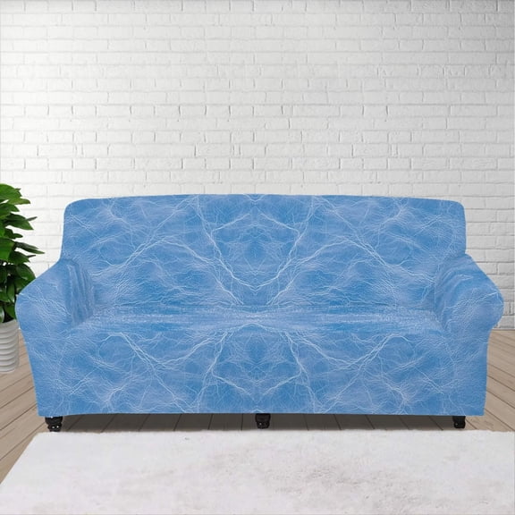 XYZCANDO Blue Stretch Sofa Slipcover 1 Piece Beach Tropical Couch Cover, 4 Seater Soft Elastic Bottom Sofa Slipcover for Living Room