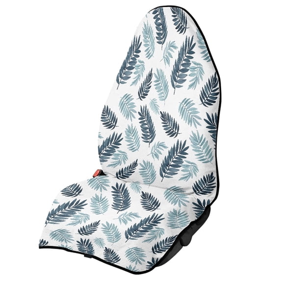 XYZCANDO Blue Tropical Leaf Print Car Seat Towel Cover - Waterproof Sweatproof Protector - Universal Fit for Cars, SUVs, Trucks - Moisture-Wicking & Stain Resistant