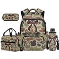 thumbnail image 1 of XYZCANDO Bow Duck Camo 4Pcs School Backpack Set with Portable Lunch Bag Multifunctional Pencil Case Water Bottle Bag Carrier for Elementary Middle School Boys, 1 of 7