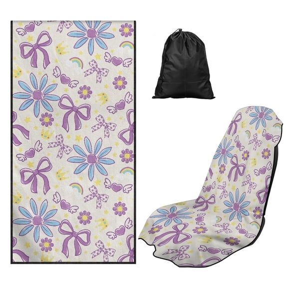 XYZCANDO Bowknot Car Towel Cushion Cover Flowers Stain Resistant Seat Cushion Protection Non Slip Backing Sweatproof Cushion Protector Universal Fit for Most Cars,SUVs,Sedans