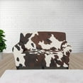 thumbnail image 1 of XYZCANDO Brown Cow Print Stretch Sofa Slipcover 1 Piece Beach Tropical Couch Cover, 2 Seater Soft Elastic Bottom Sofa Slipcover for Living Room, 1 of 6