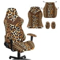 thumbnail image 1 of XYZCANDO Brown Leopard Gaming Chair Cover 4 Pieces with Armrest Covers with Zipper Easy to Clean Non-Slip Stretch Fabric Home Decor Suitable for Most Game Chairs, 1 of 7