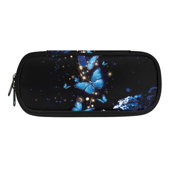 XYZCANDO Butterflies Theme Polyester Pencil Bag with Zipper Large Capacity Pencil Case, Convenient Pencil Pouch for School Classroom Office