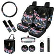 thumbnail image 1 of XYZCANDO Butterfly Flower Star Moon Car Seat Cover Steering Wheel Cover Seat Belt Cover Keychain Lipstick Cover Center Mirror Cover Car Trash Can Coasters Easy Installation Suitable for Cars, 1 of 5