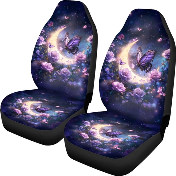 XYZCANDO Butterfly Moon Car Seat Covers Durable Waterproof Car Front Seat Covers car Front Seats Automotive Interior, Auto Accessories Elastic SUV Van