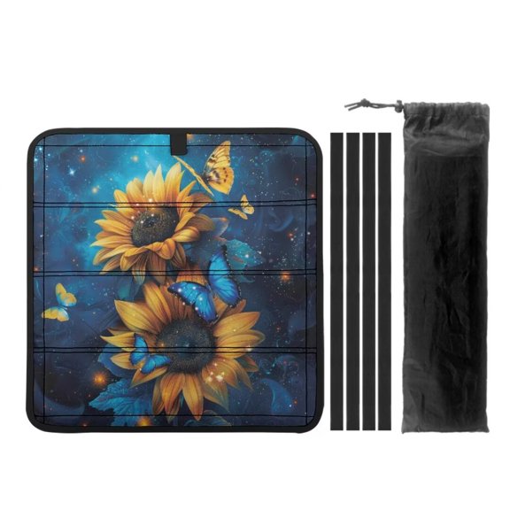 XYZCANDO Butterfly RV Skylight Cover Sunflower Camper Window Cover RV Vent Covers for Roof RV Blackout Skylight Cover Foldable Sunshade Sunproof UV Rays Protection Camper Trailer Fan Vent Cover Black