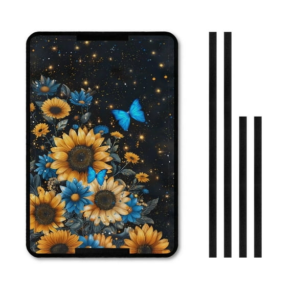 XYZCANDO Butterfly Sunflower RV Door Window Shade Fashion Camper Decor Easy to Install Foldable RV Window Curtains for Inside Camper RV Window Shades with UV Protection and Privacy Features Black