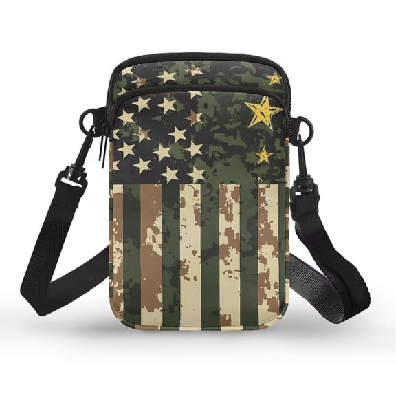 XYZCANDO Camo Flag Small Crossbody Bags for Teen Girls Heart Cellphone Messenger Handbag with Zipper Stylish Cross Body Phone Purse with Adjustable Strap Single Shoulder Bag for Running Shop Travel