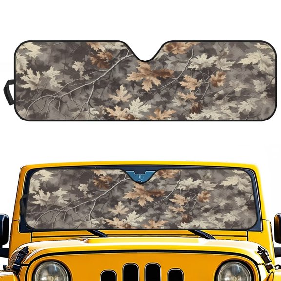 XYZCANDO Camo Forest Windshield Sun Shade for Jeep Wrangler JL JLU 2018-2025 / Jeep Gladiator 2020-2025 Foldable Windshield Sun Visor Blocks UV Rays Keep Your Vehicle Cool