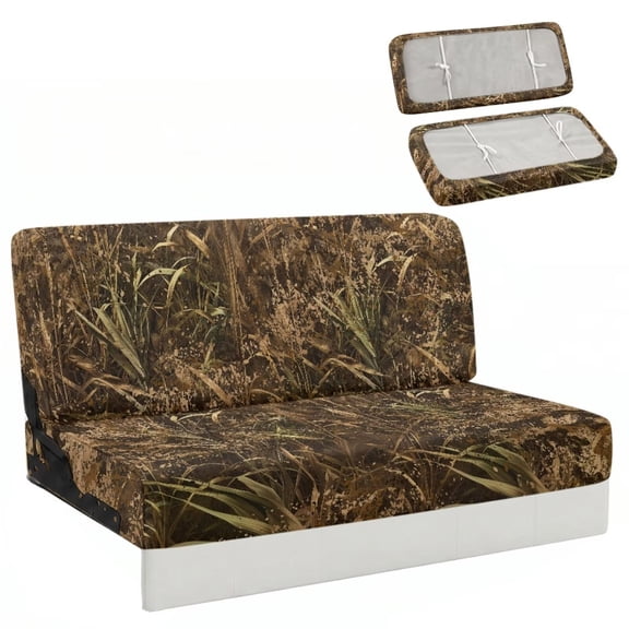 XYZCANDO Camo Grass Print Breathable RV Jackknife Sofa Cover, Stretch Non-Slip Couch Protector for Travel Trailer Camper Foldable Sofa, Easy to Install & Machine Washable