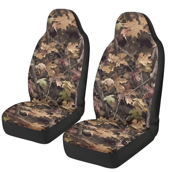 XYZCANDO Camo Hunting Forest Car Seat Covers Anti-Slip Automobile Front Seat Covers Easy Installation Removable Automotive Accessories Universal Fit for Most Cars SUVs Sedans