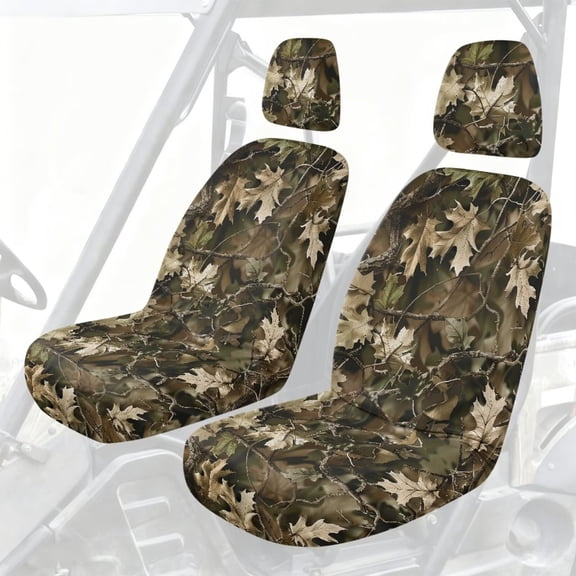 XYZCANDO Camo Hunting Forest Seat Cover for UTV Water-Resistant Rhino Bucket Seats Cover with Headrest Cover Breathable UTV Seat Covers Accessory Part for Rhino 450 660 700