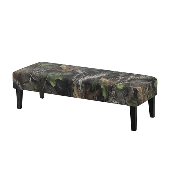 XYZCANDO Camo Leaf Print Dining Bench Covers, Flexible Rectangle Bench Cover Washable Polyester Spandex Bench Seat Slipcover for Living Room