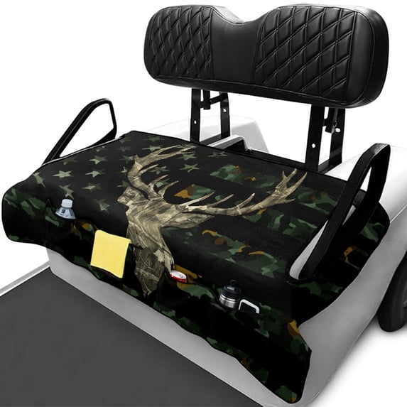 XYZCANDO Camouflage Deer Golf Cart Seat Cover | 4 Storage Pockets Non-Slip Washable Towel Cover for 2-Seat Golf Carts