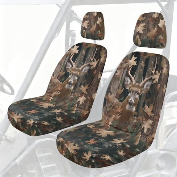 XYZCANDO Camouflage Hunting Seat Cover for UTV Breathable Deer 4 Pack Rhino Accessories Bucket Seats Covers with Elastic Edges Replacement UTV Seat Accessories for Rhino 450