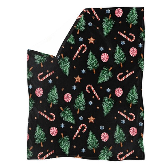 XYZCANDO Candy Pine Pattern Coral Fleece Blanket, Anti-Pilling Coral Fleece Throw Blanket for Picnic Couch, Skin Friendly Portable Coral Fleece Warm Throw Blanket